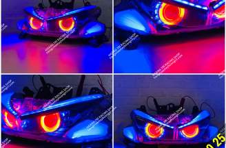 Combo ball lights, Led Audi NVX on genuine Yamaha headlights
