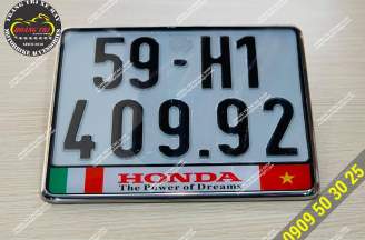 Stainless steel mound number plate frame with logo
