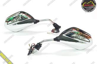 Chrome-plated rearview mirror with lights
