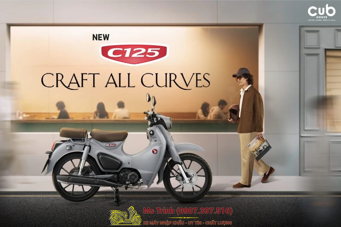 Yên xe Honda Super Cub C125 ABS 2026 Thái Lan thiết kế cổ điển hai tông màu nâu kem cao cấp